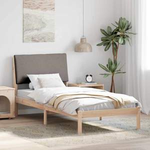 [878772] Rama łóżka Brązowy i taupe 100 x 200 cm Lite drewno sosnowe