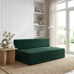[900128] Składana Sofa Łóżko Ciemnozielony 152 x 86,5 x 60 cm tkanina