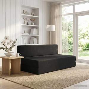 [900130] Składana Sofa Łóżko Czarny 152 x 86,5 x 60 cm tkanina
