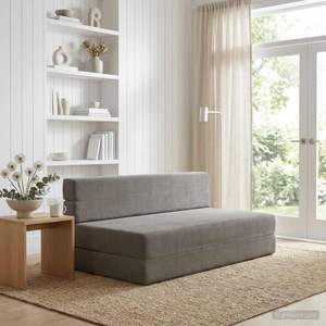 [900131] Składana Sofa Łóżko jasnoszary 152 x 86,5 x 60 cm tkanina