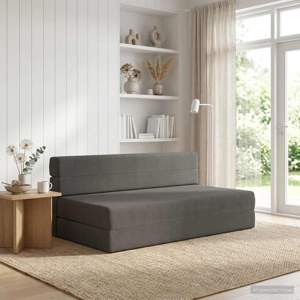 [900132] Składana Sofa Łóżko ciemnoszary 152 x 86,5 x 60 cm tkanina