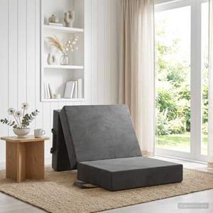 [900144] Składana Sofa Łóżko 75 x 63 x 45 cm ciemnoszary