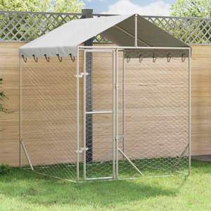 [153675] Kojec dla psa, z dachem, srebrny, 2x2x2,5 m, stal galwanizowana