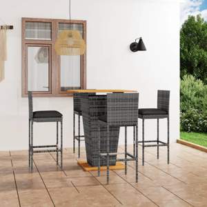 [3064861] 5-cz. zestaw barowy do ogrodu, z poduszkami, rattan PE, szary