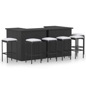 [3064926] 8-cz. zestaw barowy do ogrodu, z poduszkami, rattan PE, czarny