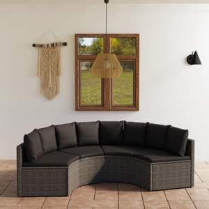 [3064911] 4-częściowa sofa do ogrodu, z poduszkami, polirattan, szara