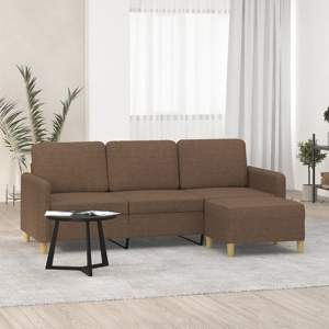 [3201195] 3-osobowa sofa z podnóżkiem, brązowy, 180 cm, tkaniną