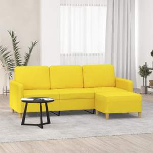 [3201197] 3-osobowa sofa z podnóżkiem, jasnożółty, 180 cm, tkaniną
