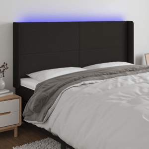 [3123784] Zagłówek do łóżka z LED, czarny, 183x16x118/128 cm, tkanina