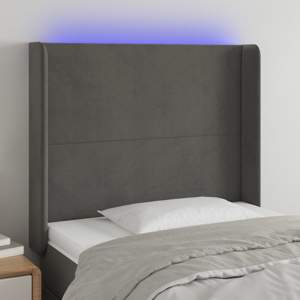 [3123799] Zagłówek do łóżka z LED, ciemnoszary, 83x16x118/128 cm, aksamit