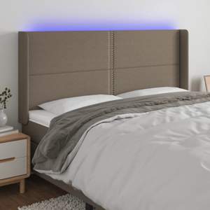 [3123926] Zagłówek do łóżka z LED, taupe, 183x16x118/128 cm, tkanina