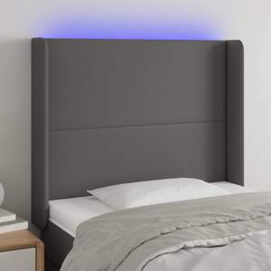 [3123856] Zagłówek do łóżka z LED, szary, 103x16x118/128cm sztuczna skóra