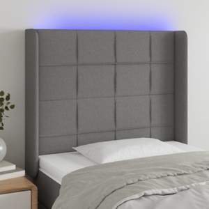 [3124031] Zagłówek do łóżka z LED, ciemnoszary, 93x16x118/128 cm, tkanina