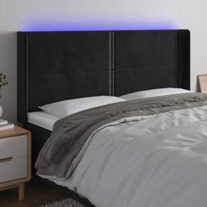 [3123970] Zagłówek do łóżka z LED, czarny, 183x16x118/128 cm, aksamit