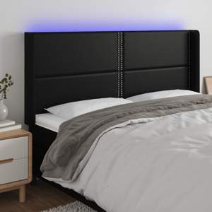 [3124010] Zagłówek do łóżka z LED, czarny 183x16x118/128cm sztuczna skóra