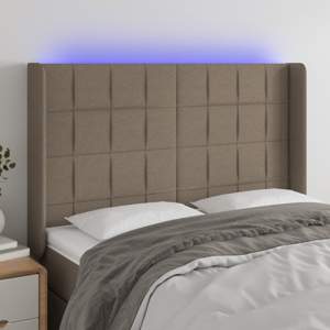 [3124050] Zagłówek do łóżka z LED, taupe, 147x16x118/128 cm, tkanina