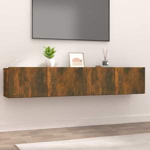 [820463] Ścienne szafki TV, 2 szt., przydymiony dąb, 80x30x30 cm