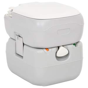 [154405] Przenośna toaleta turystyczna, szaro-biała, 22+12 L, HDPE