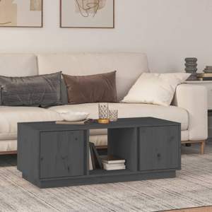 [814426] Stolik kawowy, szary, 110x50x40 cm, lite drewno sosnowe