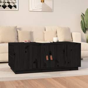 [818259] Stolik kawowy, czarny, 100x50x41 cm, lite drewno sosnowe