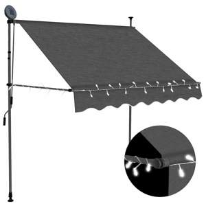 [145862] Ręcznie zwijana markiza z LED, 100 cm, antracytowa