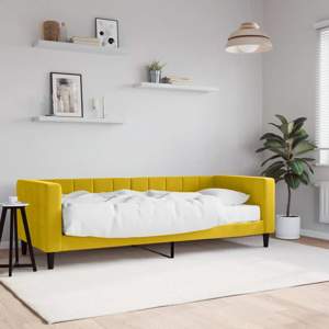 [3196665] Sofa z materacem do spania, żółta, 80x200 cm, aksamit