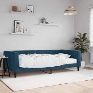[3196673] Sofa z materacem do spania, niebieska, 100x200 cm, aksamit
