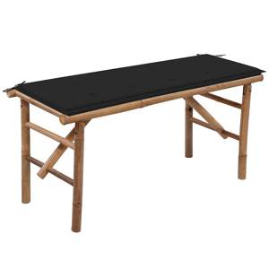 [3063856] Składana ławka ogrodowa z poduszką, 118 cm, bambusowa