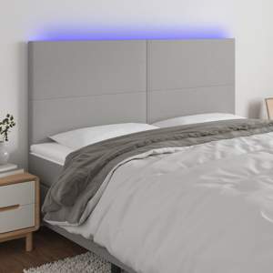 [3122166] Zagłówek do łóżka z LED, jasnoszary, 200x5x118/128 cm, tkanina