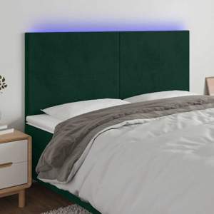 [3122201] Zagłówek do łóżka z LED, ciemnozielony, 160x5x118/128 cm