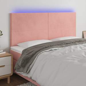 [3122203] Zagłówek do łóżka z LED, różowy, 160x5x118/128 cm, aksamit