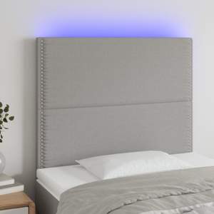 [3122274] Zagłówek do łóżka z LED, jasnoszary, 100x5x118/128 cm, tkanina