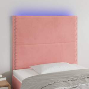 [3122319] Zagłówek do łóżka z LED, różowy, 80x5x118/128 cm, aksamit