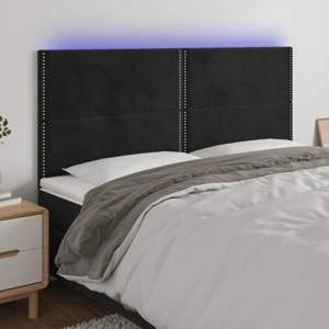 [3122346] Zagłówek do łóżka z LED, czarny, 180x5x118/128 cm, aksamit