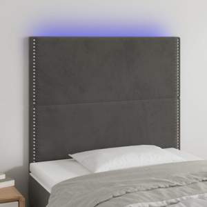 [3122327] Zagłówek do łóżka z LED, ciemnoszary, 100x5x118/128 cm, aksamit