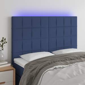 [3122428] Zagłówek do łóżka z LED, niebieski, 144x5x118/128 cm, tkanina