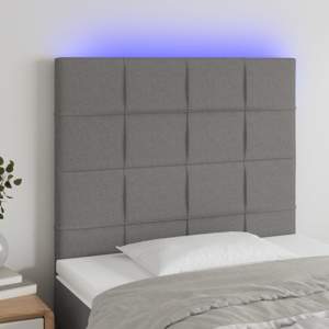[3122399] Zagłówek do łóżka z LED, ciemnoszary, 80x5x118/128 cm, tkanina
