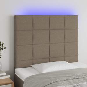 [3122402] Zagłówek do łóżka z LED, taupe, 80x5x118/128 cm, tkanina