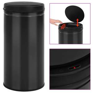 [322702] Automatyczny kosz na śmieci z czujnikiem, 70 L, stal, czarny