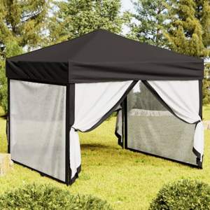 [93532] Składany namiot imprezowy ze ściankami, czarny, 3x3 m