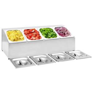 [51221] Ekspozytor z 4 pojemnikami GN 1/6, stal nierdzewna