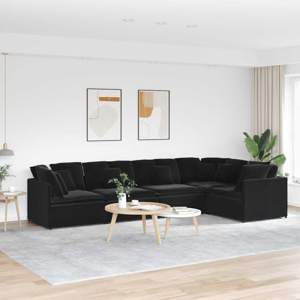 [3321342] Sofa modułowa z poduszkami aksamitna czerń