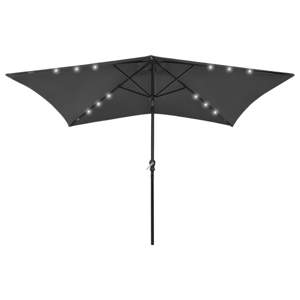 [313788] Parasol ogrodowy z LED i stalowym słupkiem, antracytowy, 2x3 m