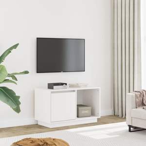 [814335] Szafka pod telewizor, biała, 74x35x44 cm, lite drewno sosnowe