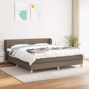 [3126905] Łóżko kontynentalne z materacem, taupe, tkanina, 180x200 cm