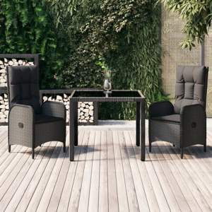 [3185053] 3-cz. zestaw mebli ogrodowych z poduszkami, czarny, rattan PE