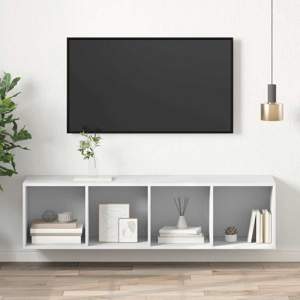 [805489] Wisząca szafka TV, biała, 37x37x142,5 cm