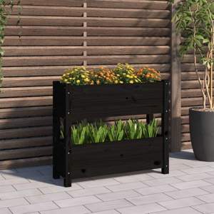 [823945] Donica, czarna, 77x25x66 cm, lite drewno sosnowe