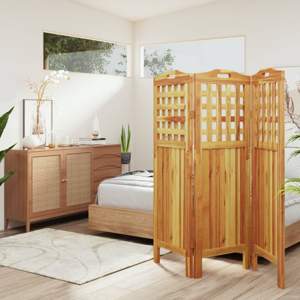 [318546] Parawan 3-panelowy, 121,5x2x115 cm, lite drewno akacjowe