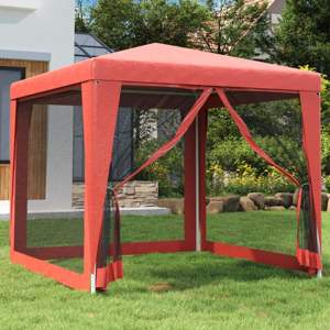 [319225] Namiot z 4 ścianami z siatki, czerwony, 2,5x2,5 m, HDPE